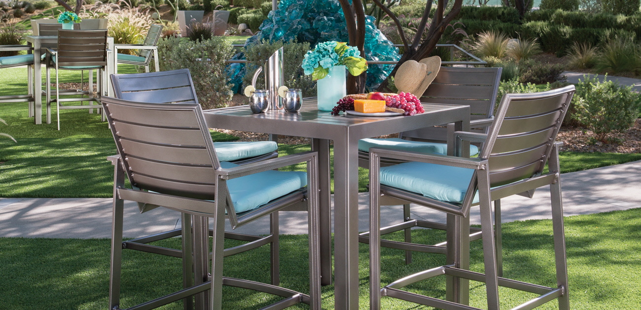 Meza Slat Collection Commercial Dining Sets