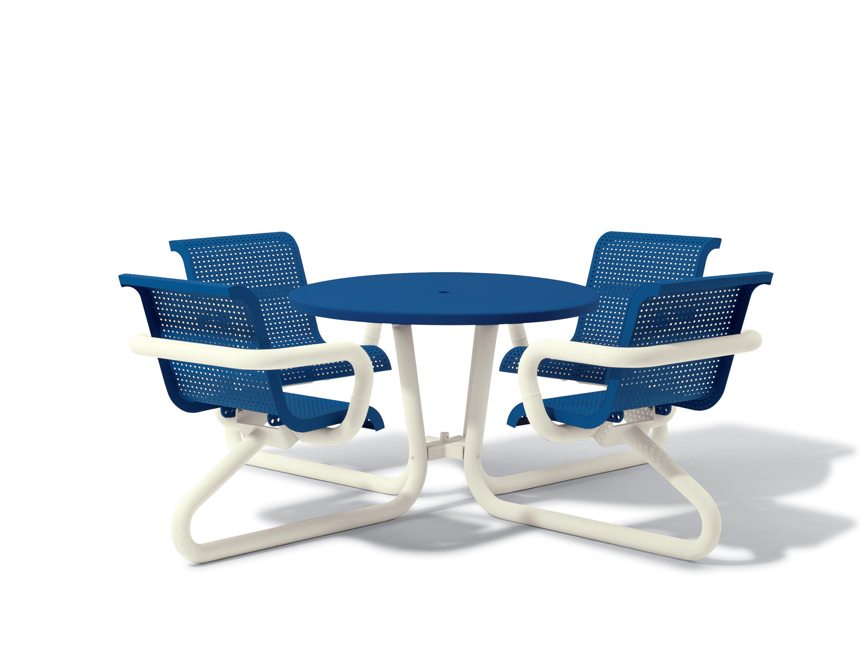 Camden 42 Inch Round Table with Square Perforation Seat