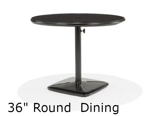 36 Inch Round Pedestal Stamped Aluminum Top Dining Table