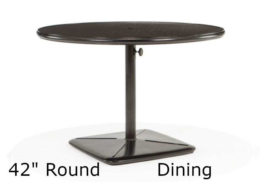 42 Inch Round Stamped Aluminum Top Pedestal Dining Table