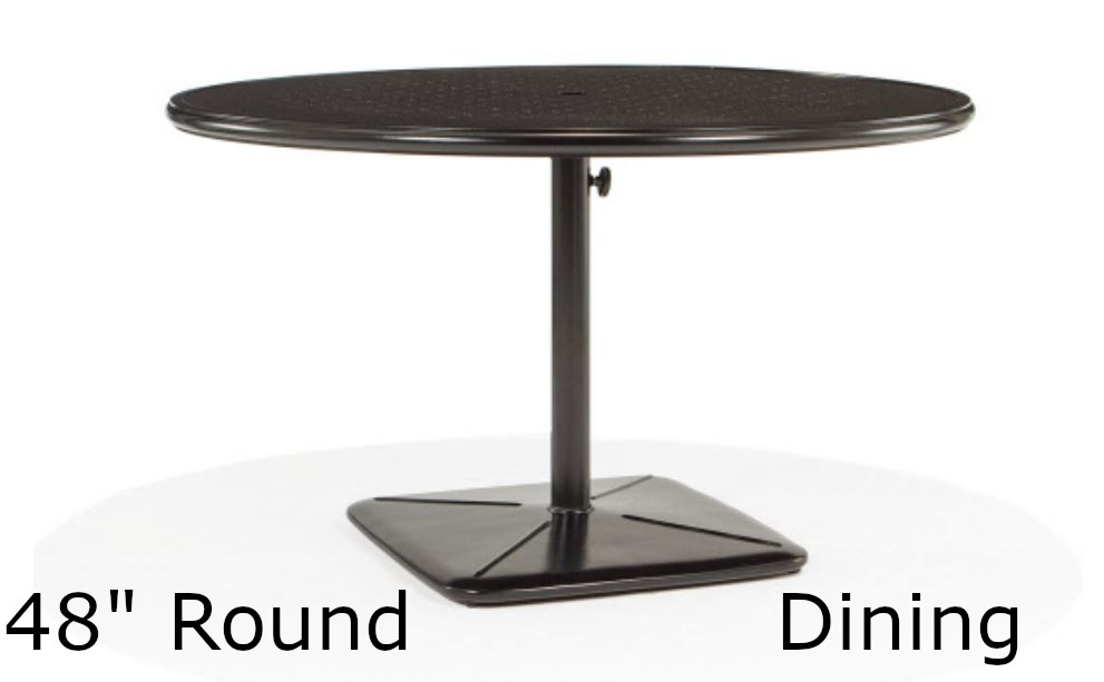 48 Inch Round Stamped Aluminum Top Pedestal Dining Table