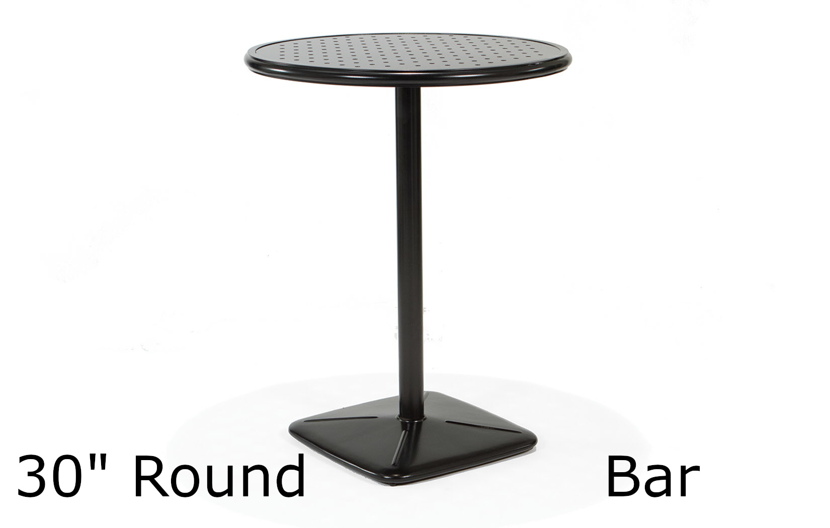 30 Inch Round Stamped Aluminum Top Pedestal Bar Height Table