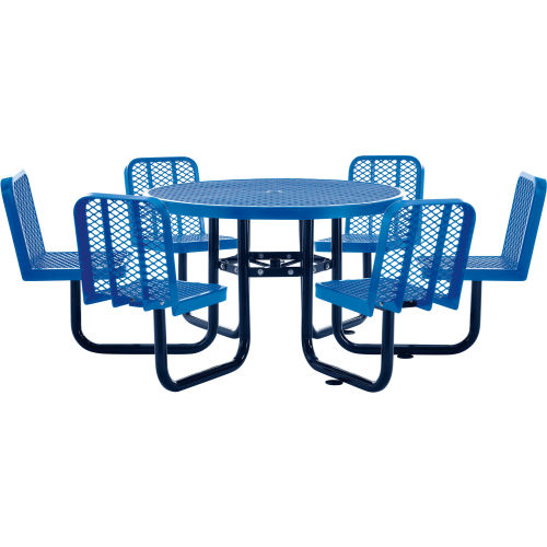 46 Inch Diameter Expanded Steel Picnic Table with (4) Seats