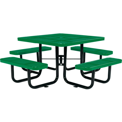 46 Inch Square Perforated Steel Picnic Table with (4) Seats
