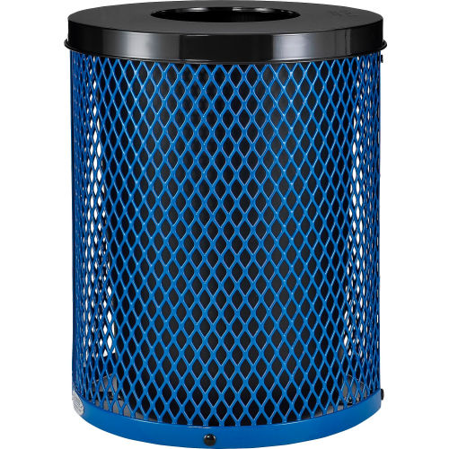 36 Gallon Expanded Steel Trash Receptacle with Flat Top Lid