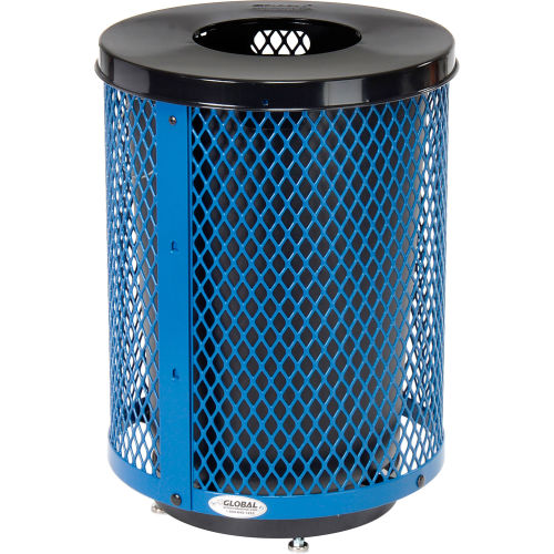 36 Gallon Expanded Steel Trash Receptacle with Flat Top & Base