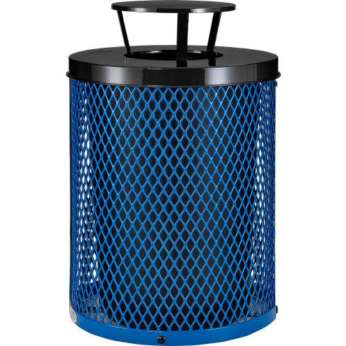 36 Gallon Expanded Steel Trash Receptacle with Rain Bonnet Top