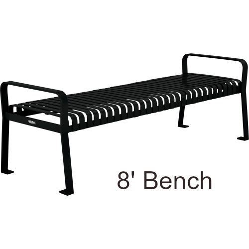 8' Vertical Steel Slat Backless Park Bench