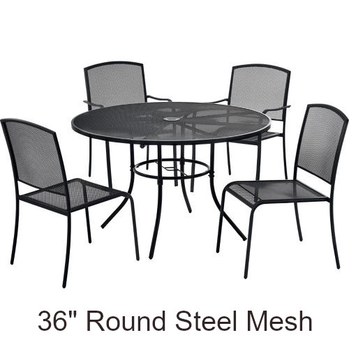 36 Inch Round Steel Mesh Table Dining Set