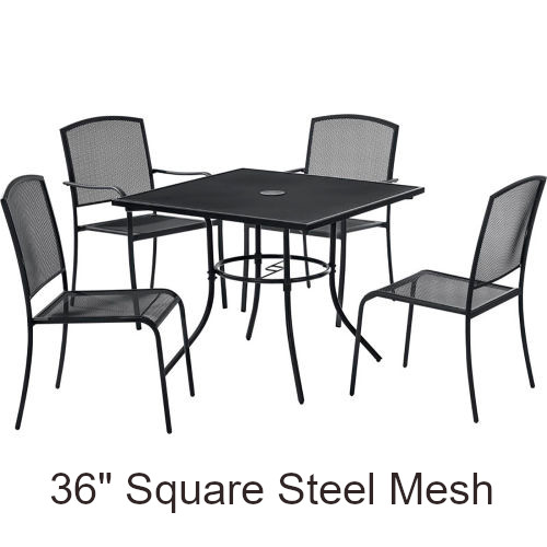 36 Inch Square Steel Mesh Table Dining Set