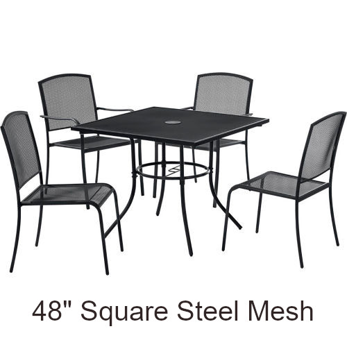 48 Inch Square Steel Mesh Table Dining Set