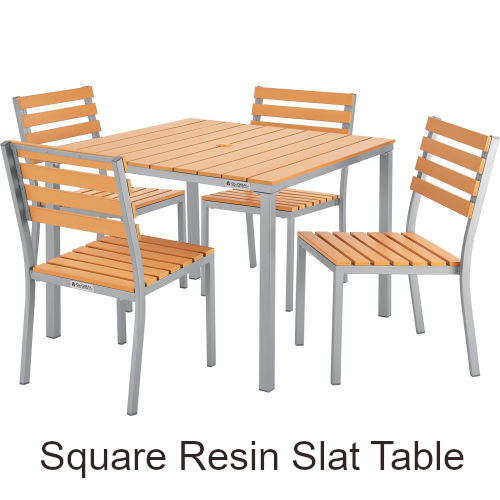 40 Inch Square Resin Outdoor Dining Set with (4) Armless Chairs