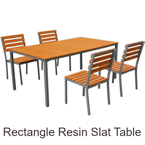 70 Inch Rectangular Resin Outdoor Dining Set with (4) Armless Chairs