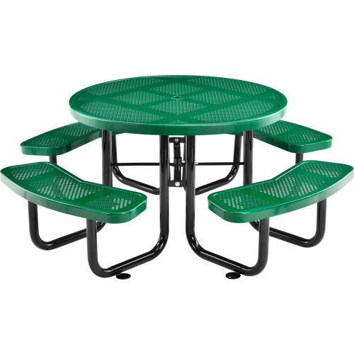 46 Inch Round Perforated Steel Picnic Table