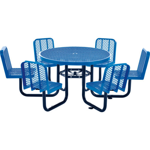 Round Expanded Steel Picnic Table with 6 Seats
