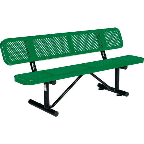 6 Foot Perforated Steel Park Bench with Backrest