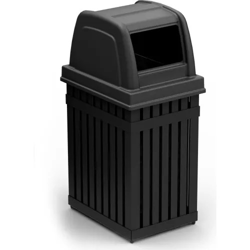 Parkview Collection 25 Gallon Slatted Steel Trash Receptacle with Dome Top