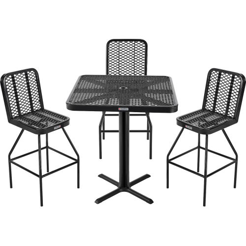 Global Industrial 36 Inh Square Bar Height Expanded Steel Table Set with 4 Chairs