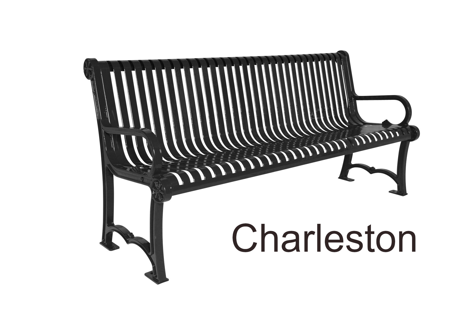 Frog Furnishings Charleston Steel Slat Park Bench