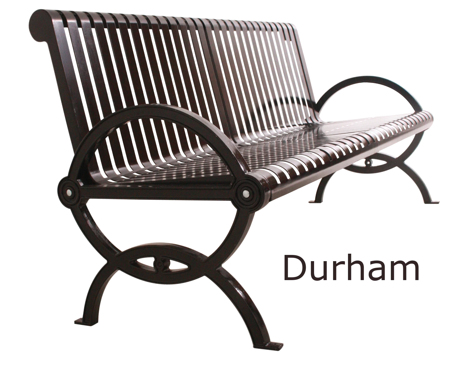 Durham Horizontal Steel Slat Park Bench by Frog Furnishings