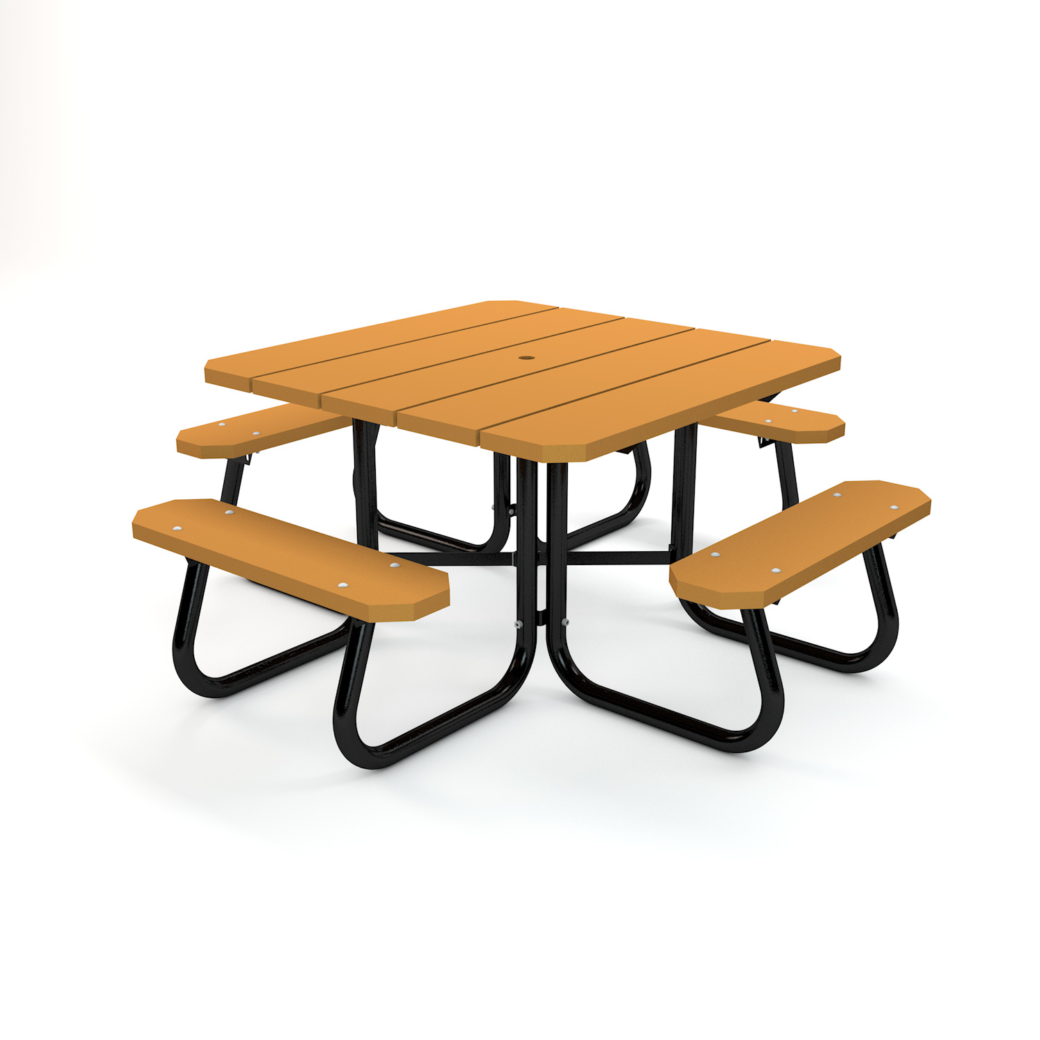 Frog Furnishings Square Recycled Plastic Lumber Picnic Table with Steel Frame