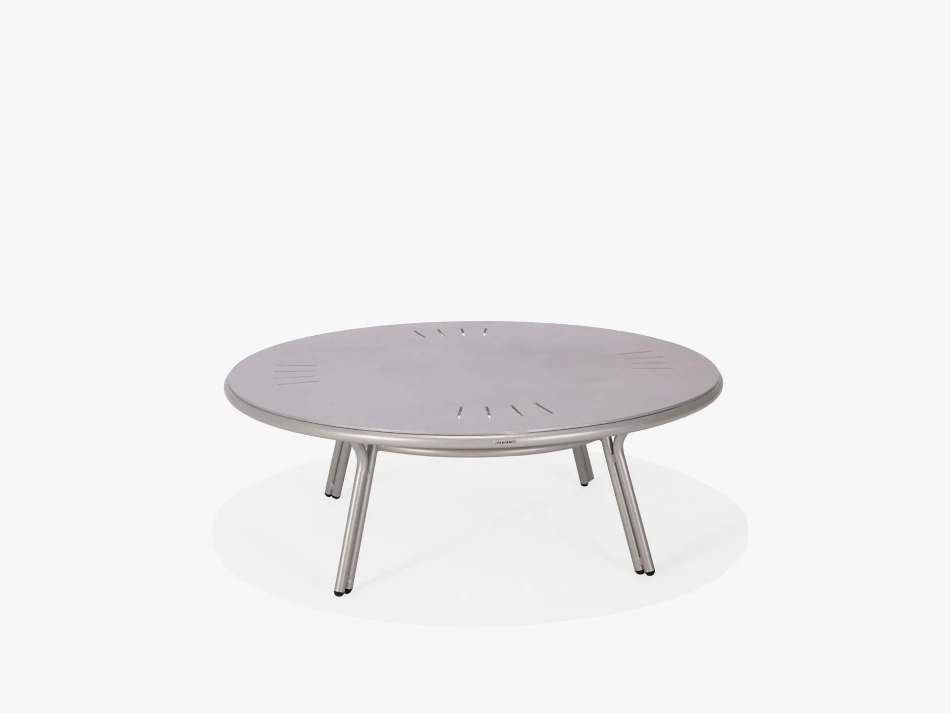 Surf Suncloth Weave Collection 48 Inch Round Chat Table with Stamped Aluminum Top by Texacraft