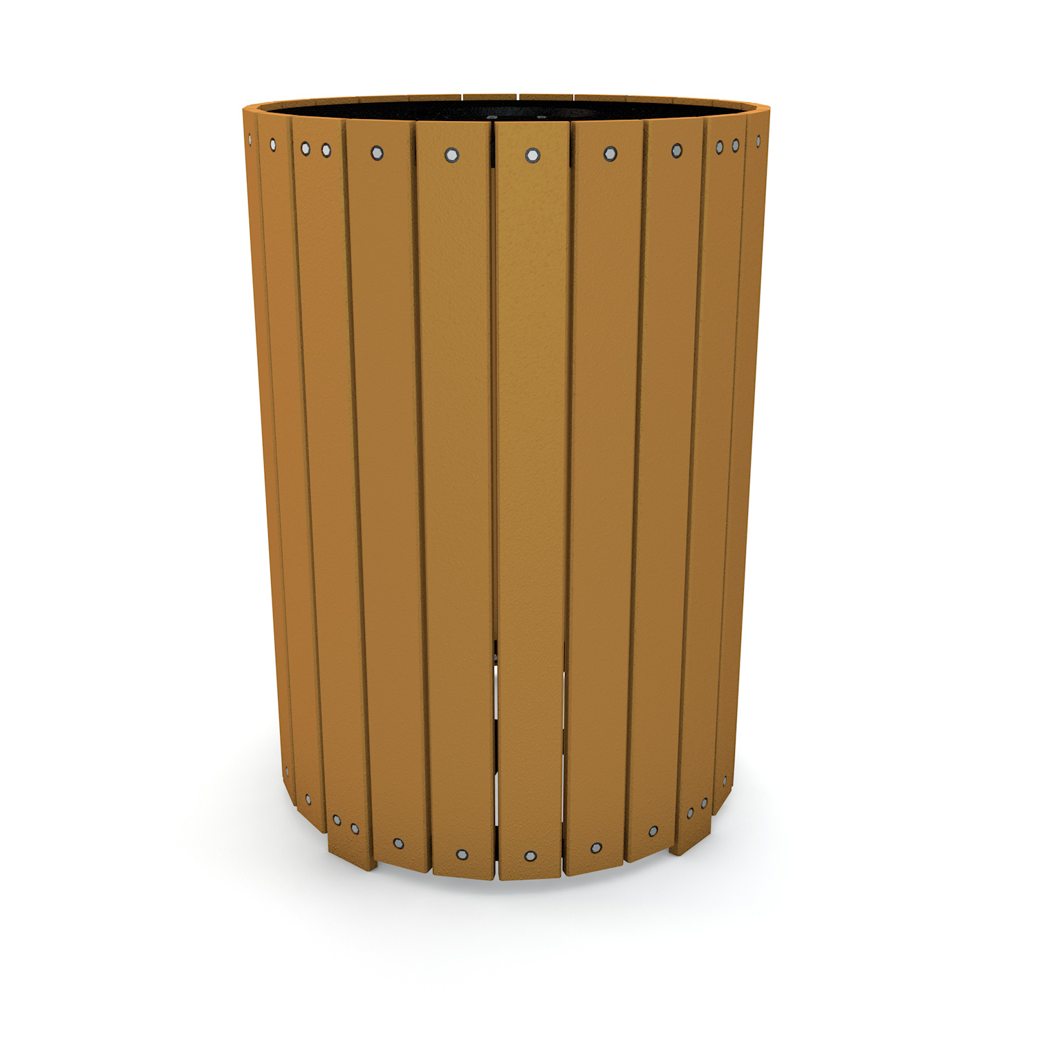 Frog Furnishings Heavy-Duty Round 32 Gallon Recycled Plastic Lumber Trash Receptacle