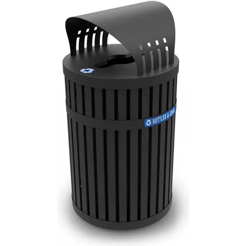 Parkview 45 Gallon Slatted Steel Recycling Receptacle with Canopy Top Lid