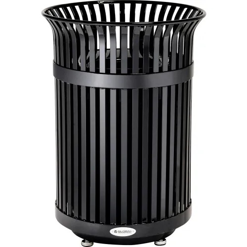Global Industrial 36 Gallon Outdoor Extra Heavy-Duty Slatted Steel Trash Receptacle