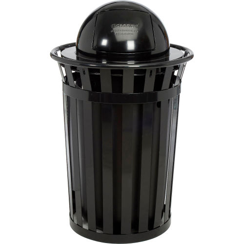 36 Gallon Slatted Steel Trash Receptacle with Dome Lid