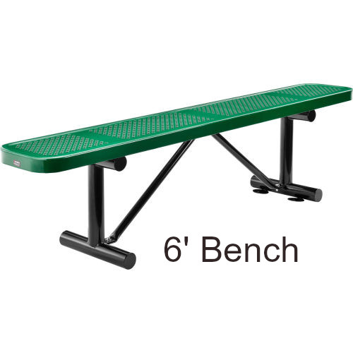 6' Perforated Steel Flat Bench (Surface Mounted)
