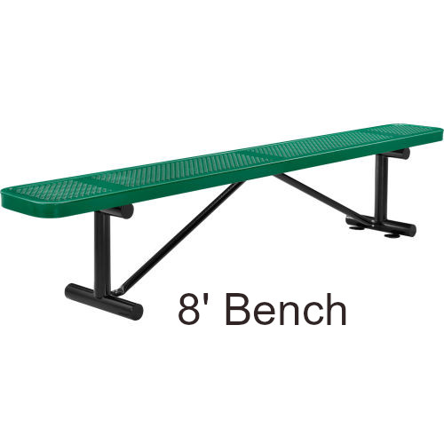 8' Perforated Steel Flat Bench (Surface Mounted)