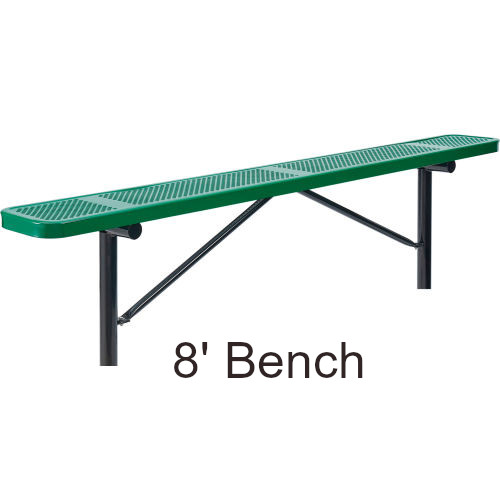 8' Perforated Steel Flat Bench (In-Ground Mounted)
