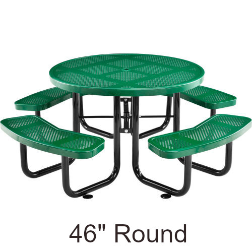 46 Inch Round Perforated Steel Picnic Table with (4) Seats