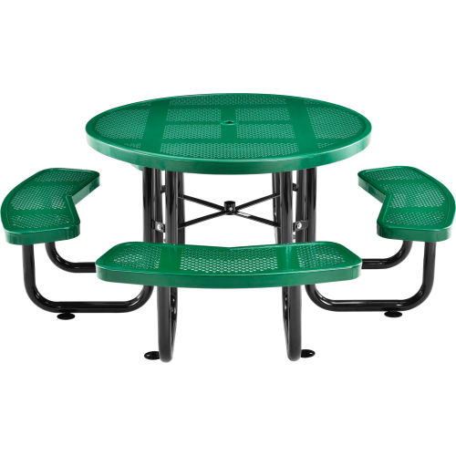 Global Industrial 46 Inch Round Perforated Steel Picnic Table