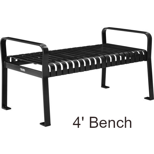 4' Vertical Steel Slat Backless Park Bench