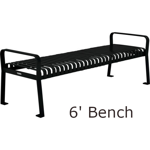 6' Vertical Steel Slat Backless Park Bench