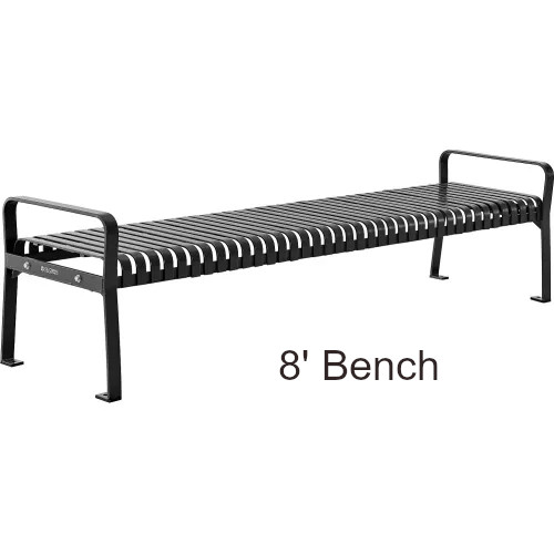 Global Industrial 8' Vertical Steel Slat Backless Park Bench