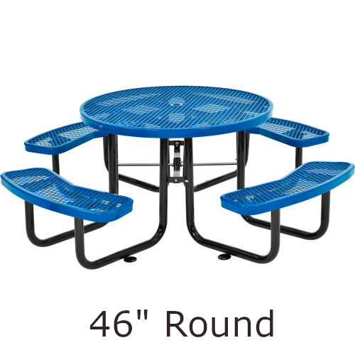 46 Inch Diameter Expanded Steel Picnic Table with (4) Seats