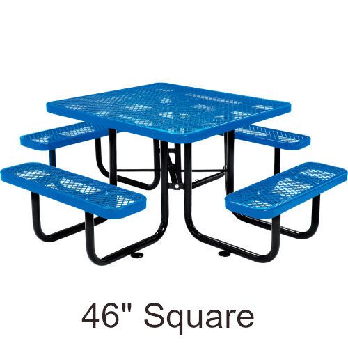 46 Inch Square Expanded Steel Picnic Table with (4) Seats