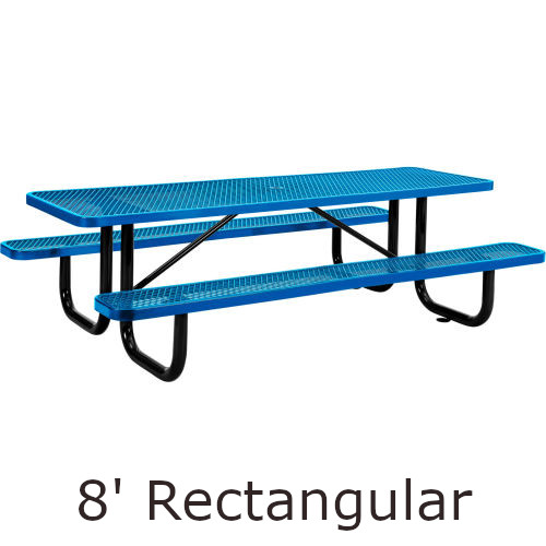 8' Rectangular Expanded Steel Picnic Table with (2) Bench Seats