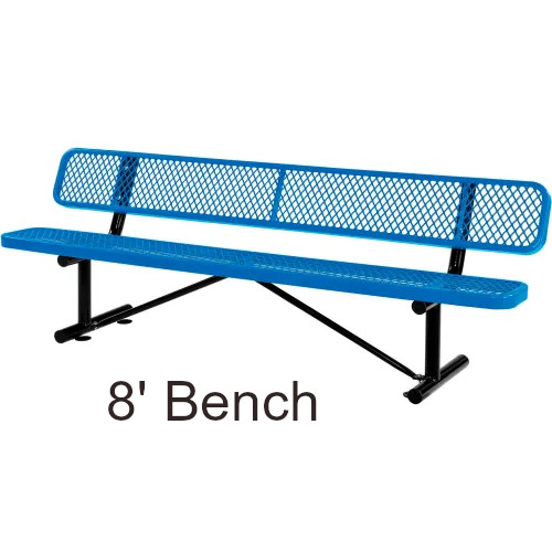 Global Industrial 8' Expanded Steel Bench with Backrest (Surface Mounted)