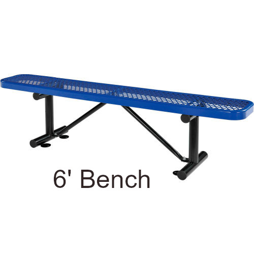 6' Expanded Steel Flat Bench (Surface Mounted)