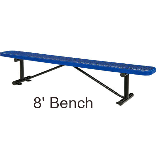 8' Expanded Steel Flat Bench (Surface Mounted)