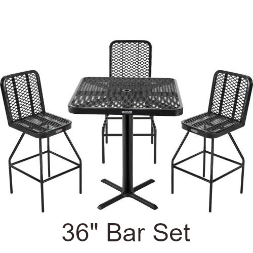 36 Inch Expanded Steel Bar Table Set with (4) Chairs