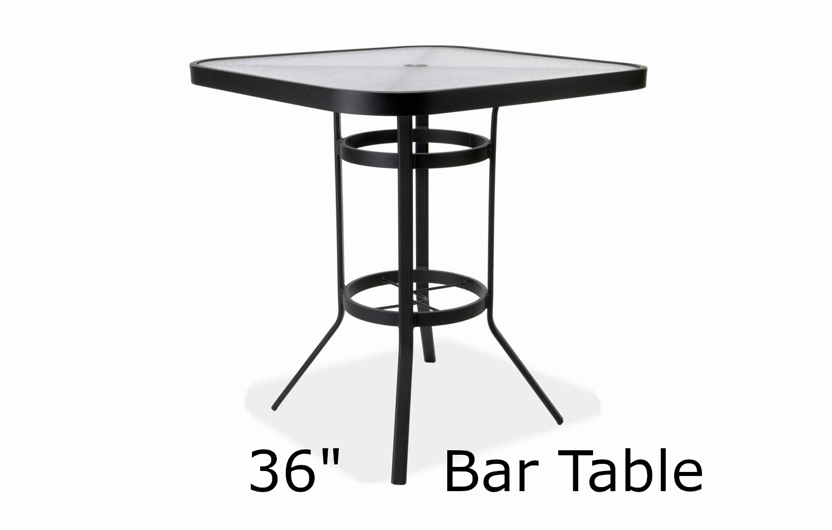 36 Inch Square Acrylic Top Wide Band Bar Height Table