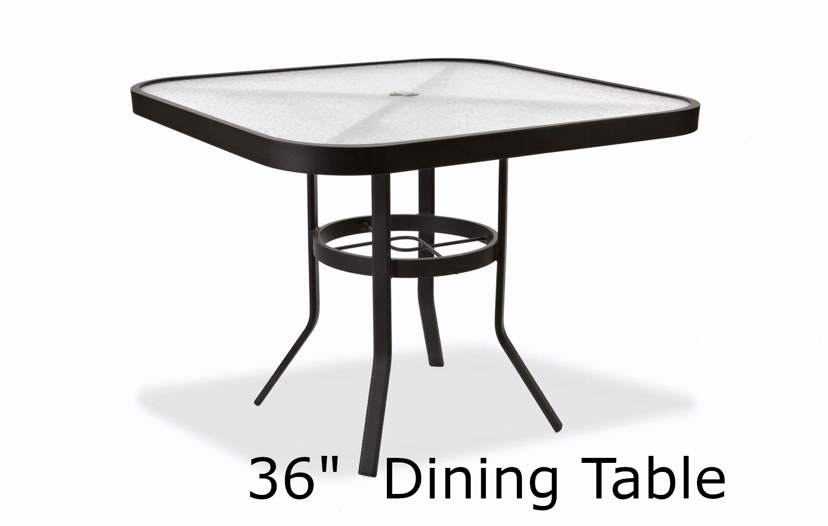 36 Inch Square Acrylic Top Wide Band Dining Table