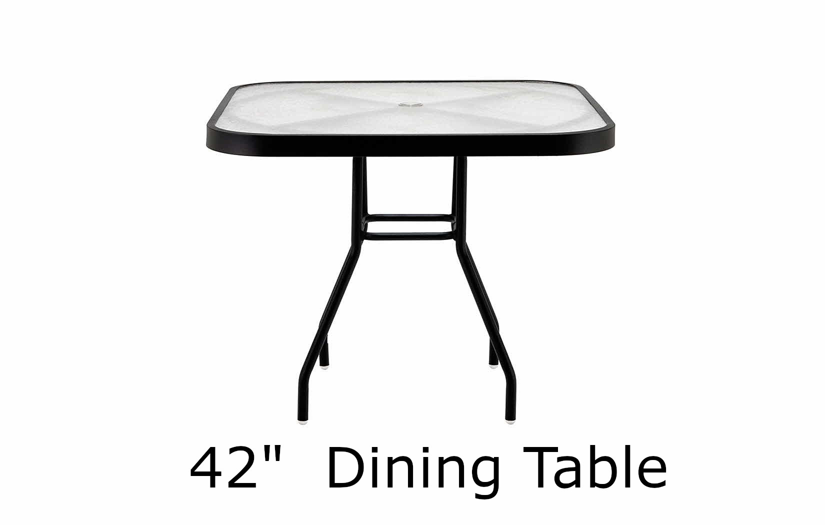 42 Inch Square Acrylic Top Wide Band Dining Table
