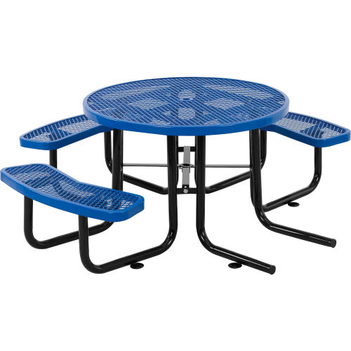 46 Inch Round ADA Compliant Expanded Steel Picnic Table with 3 Seats