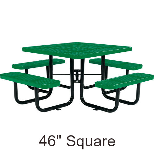46 Inch Square Perforated Steel Picnic Table with (4) Seats